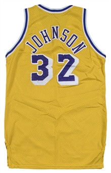 1987-88 Magic Johnson Game Used Los Angeles Lakers Home Jersey - Final Championship Season With Good Wear!